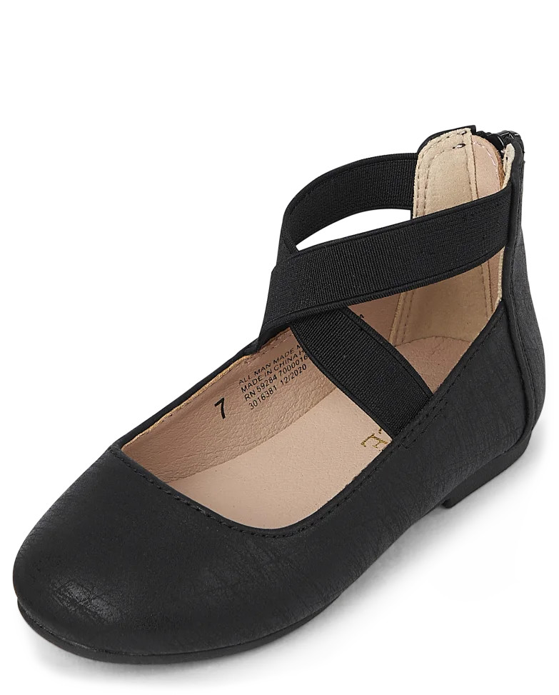 Toddler Girls Uniform Wrap Ballet Flats - black | The Children's Place