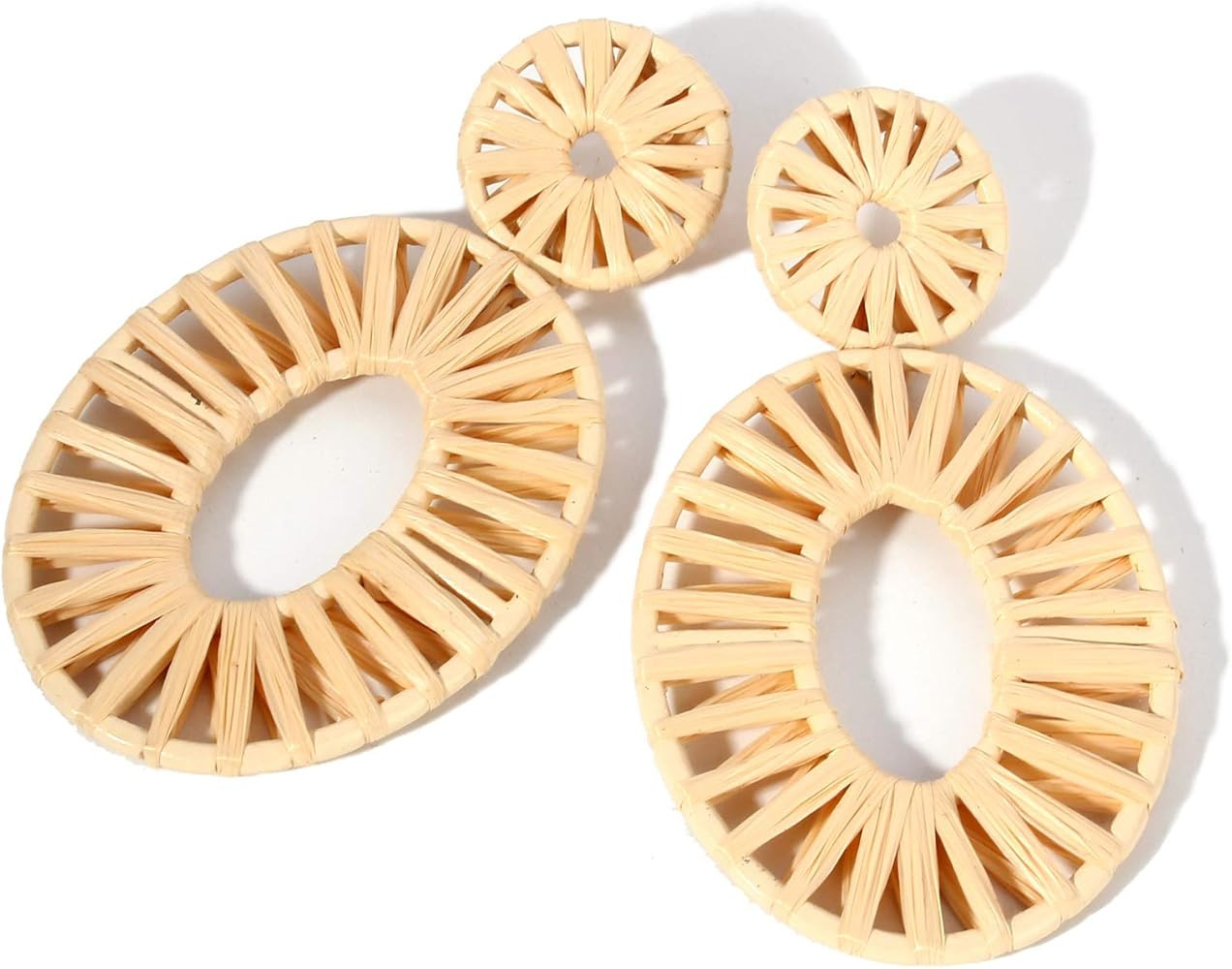 Statement Raffia Earrings Boho Drop Dangle Earrings for Women Handmade Fashion Earring Bohemian G... | Amazon (US)