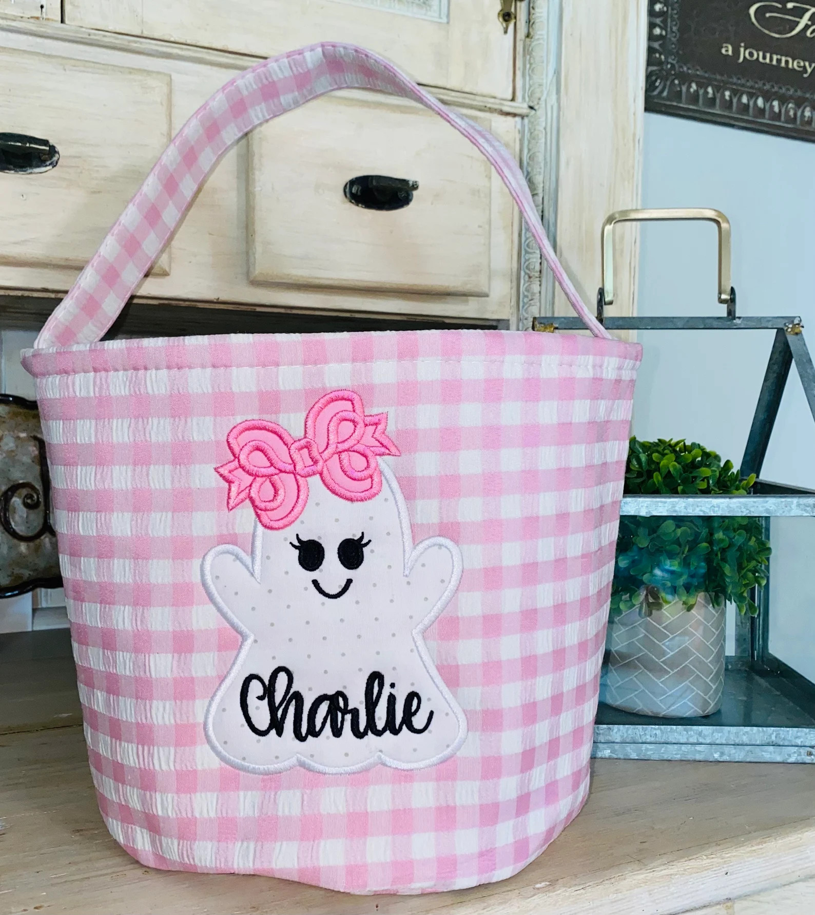 Girl Ghost Appliqué, Trick or Treat Bag Trick or Treat Bucket Halloween Bag Halloween Basket Hal... | Etsy (US)