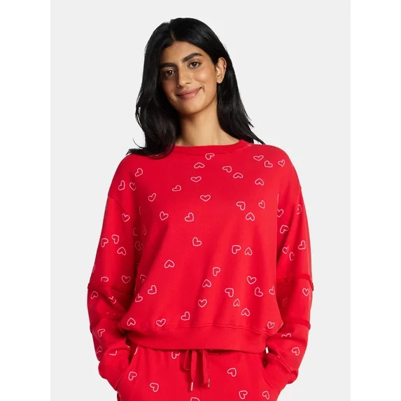 Valentine's Day Women's Love Scatter Graphic Fleece Top from Way to Celebrate, Sizes S-XXXL | Walmart (US)