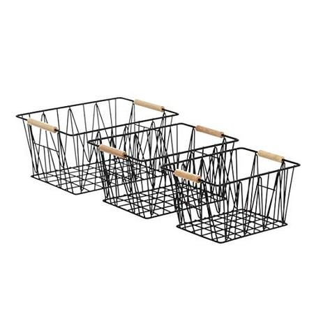 Basics Wire Storage Baskets - Set of 3, Black | Walmart (US)