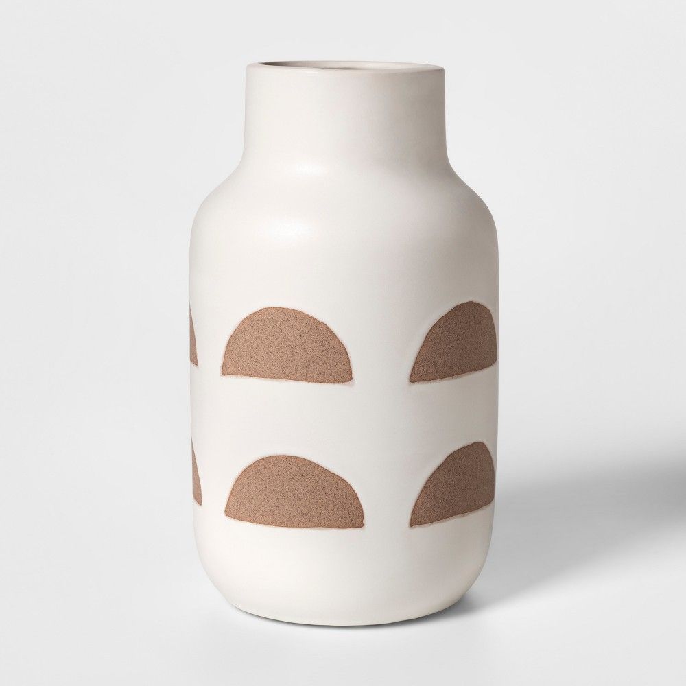 11.8' x 6.6 Earthenware Half Circle Vase White/Brown - Project 62 | Target