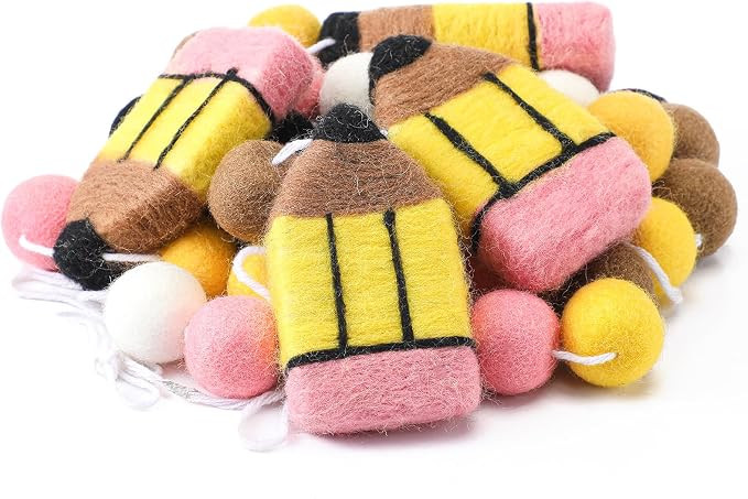Fanfanwin 2 Pcs 13.2 ft Pencil Felt Ball Banner Back to School Decorations | 3D Pencil Garland Co... | Amazon (US)