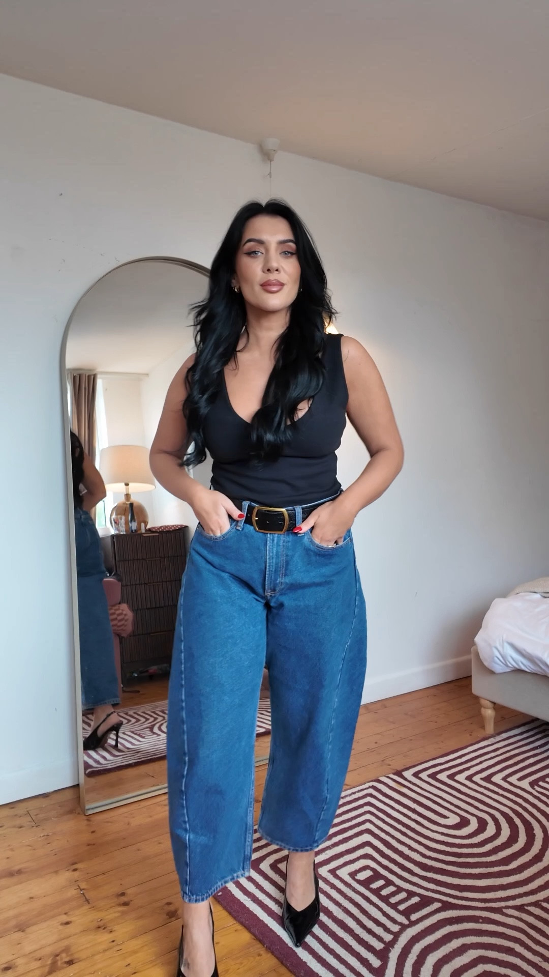 An easy outfit but a great one! 
Date Night Outfit Inspo, Jeans and a Nice Top, Black Bodysuit, Denim Jeans, Night Out Outfit

#LTKootd #LTKSeasonal #LTKgrwm