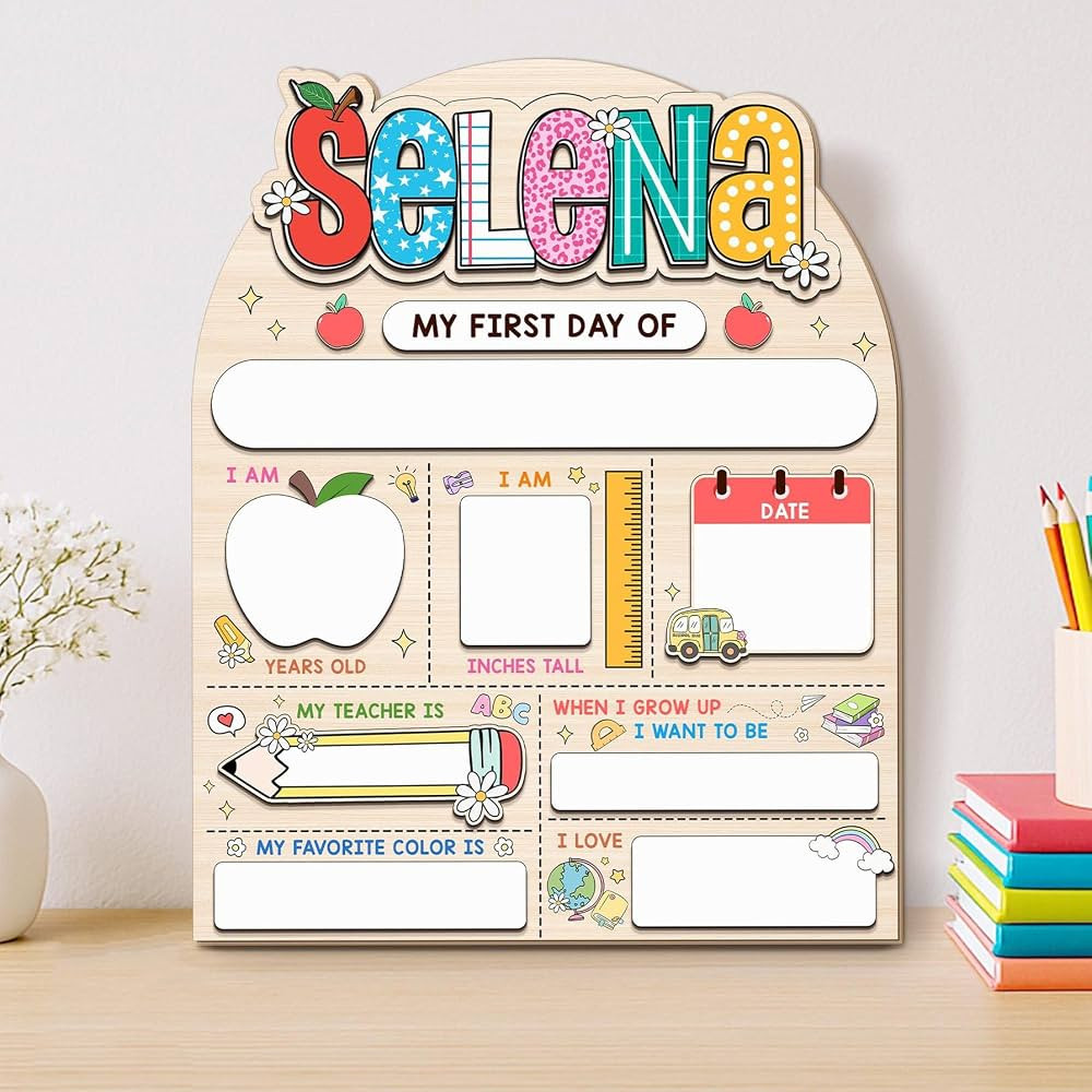 Personalized First Day School Sign, Back to School Supplies For Kids Boys Girls, First Day Of Kin... | Amazon (US)