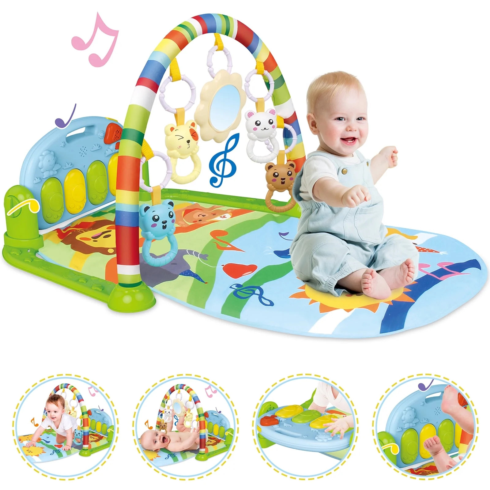 TEAYINGDE 3 in 1 Foldable Baby Kid Play Gym Mat, Kick and Play Piano Play Gym ,Musical Activity F... | Walmart (US)