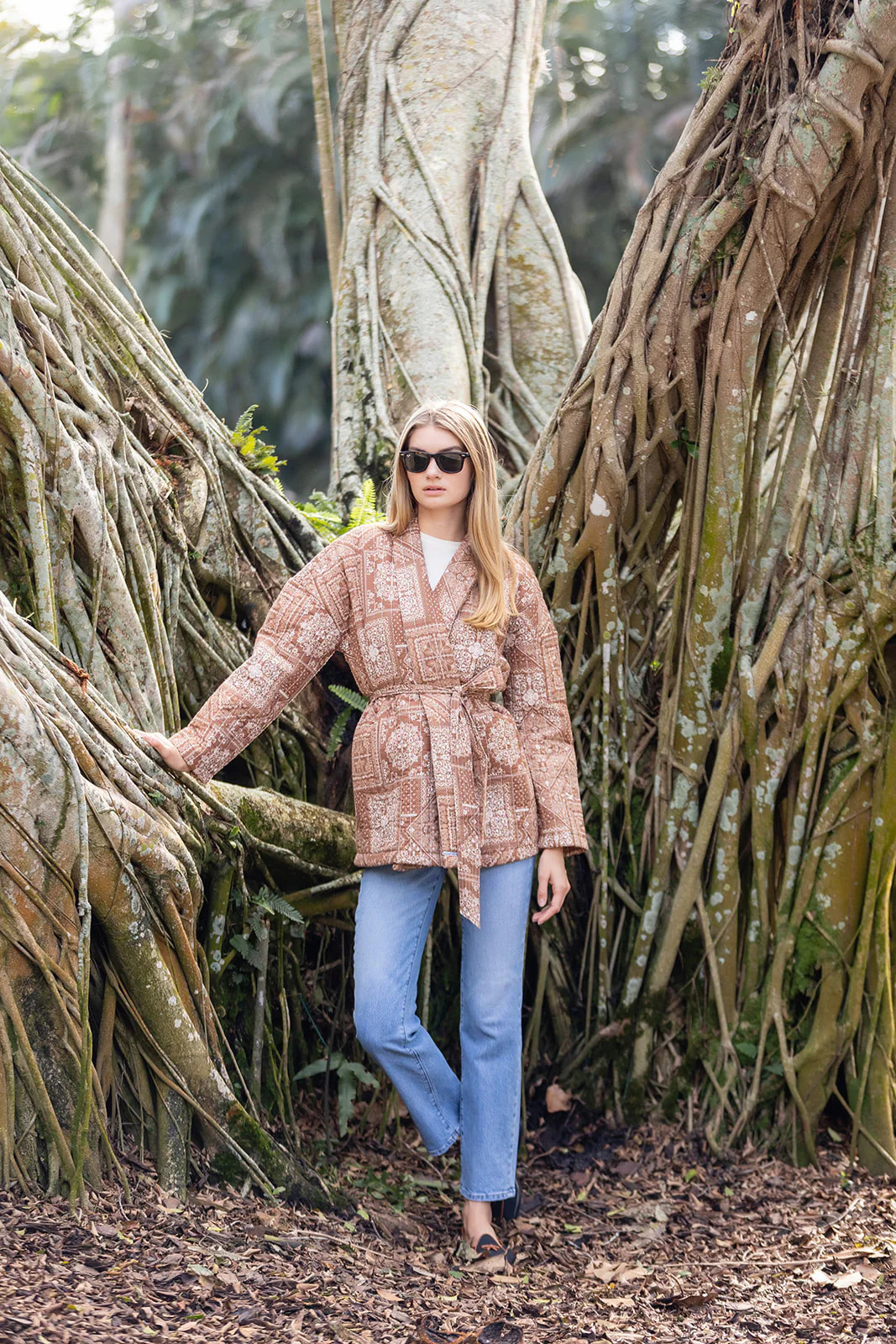 Hazel Wrap Jacket - Chestnut Diamond Bandana | Julia Amory