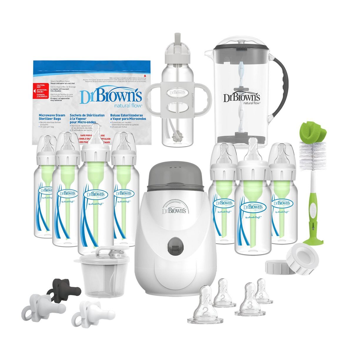 Dr. Brown's All-in-One Anti-Colic Baby Bottle and Bottle Warmer Newborn Gift Set - 38ct | Target