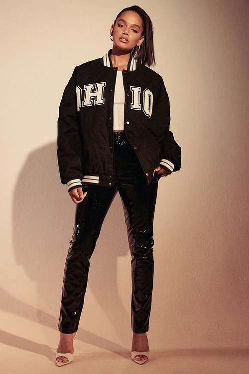 Oversized Padded Ohio Varsity Jacket | Boohoo.com (US & CA)