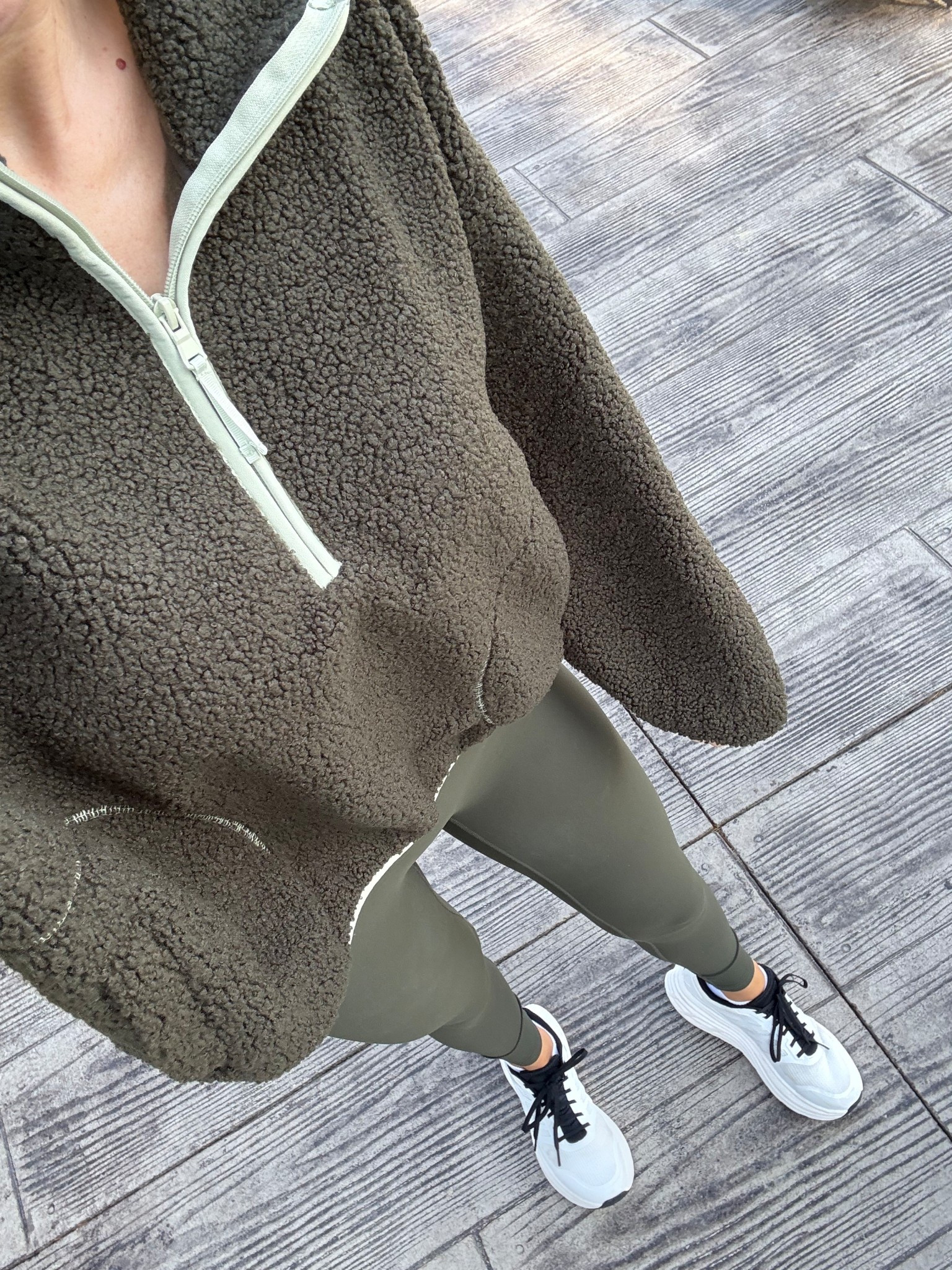 Mom ootd 
Old navy extra high waisted powersoft leggings- tts
Sherpa pullover- size up 1-2 sizes

#LTKCyberWeek #LTKmomlife #LTKGiftGuide