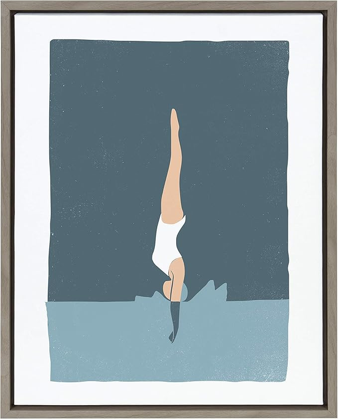 Kate and Laurel Sylvie Splash Framed Canvas Wall Art by Rocket Jack, 18x24 Gray, Chic Coastal Art... | Amazon (US)