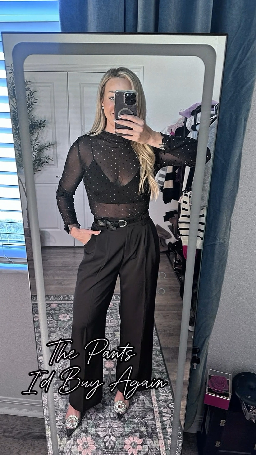 These trousers are one of those pieces you’ll reach for nonstop 🤍

I’m wearing a size small — they fit a little snug in the waist, but the elastic waistband in the back makes them super comfortable and easy to wear. The structure is SO good and they instantly elevate any outfit.

Perfect for work, date night, holidays, or dressed down for everyday. Truly one of those versatile closet staples you can style a million ways.

Everything is linked and easy to recreate 

	👉🏻 Save this for outfit inspo
	💥 Everything is linked below 

138lbs/5’5”, Size 2/4 
Pants /S
Long Sleeve Mesh Top/ S
Black Short Sleeve Top/ L (size up 1-2 sizes) 
White Top/S
Bra 36/D typically 36/C 

#amazonfashion #amazonfinds #workwearstyle #trouserpants #capsulewardrobe #dateoutfit #holidayoutfit #ltkstyle


#LTKWorkwear #LTKFindsUnder100 #LTKOver40