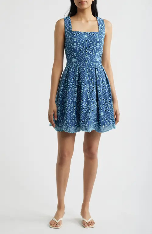 Lilly Pulitzer® Cindy Skirted Romper in Starlight Navy X Capri Blue at Nordstrom, Size 8 | Nordstrom