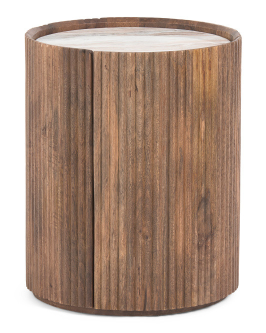 20x16 Marble Top And Wooden Storage Accent Table | TJ Maxx
