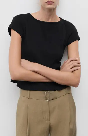 MANGO A-Line Cotton T-Shirt in Black at Nordstrom Rack, Size Small | Nordstrom Rack