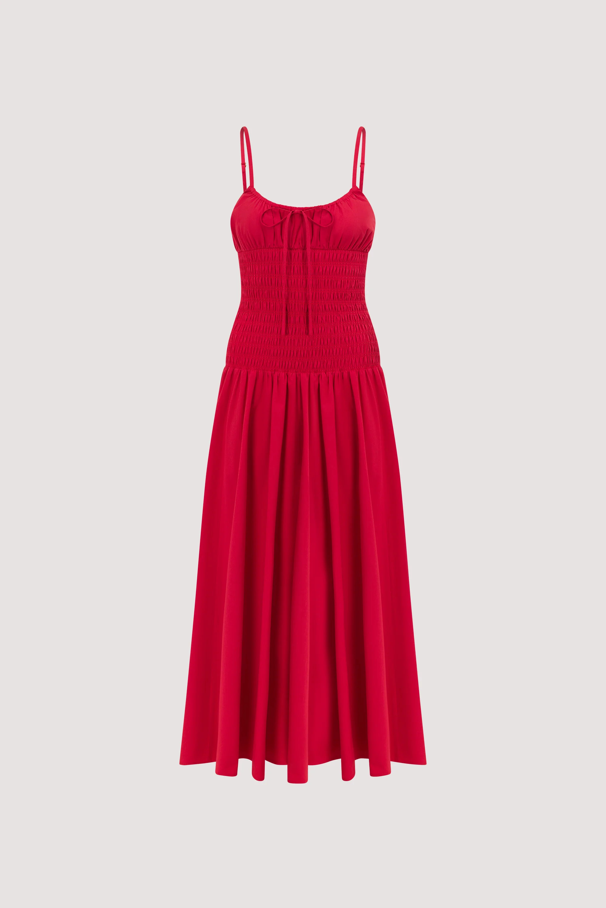 PALOMA RED COTTON MIDI DRESS | DISSH