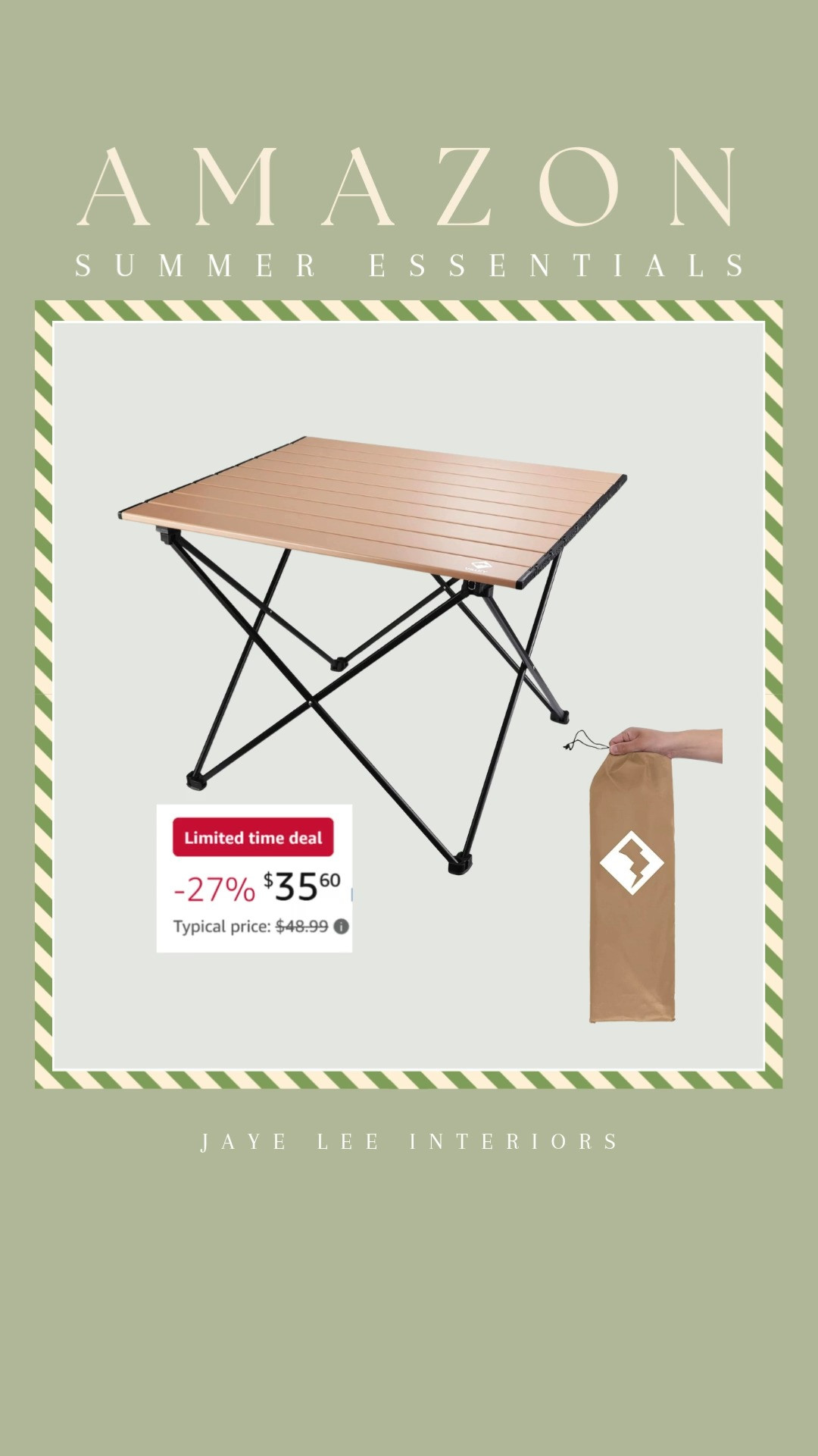 The Perfect Little Pop-Up Picnic Table!
This collapsible table is compact, lightweight and easy to transport to the beach, the park, the ball field, camping or even in the backyard! My little guys love to use it as an impromptu outdoor picnic table for lunch. It's the perfect companion piece to those folding chairs! The price is sweet right now too! 
#LTKSaleAlert #summermusthaves #sportsmom #campingtable #beachpicnic #picnicessentials #concertinthepark #farmersmarketnights #summergear #familyactivities #outdoormovienight #foldingtable #portablesidetable #jleeinteriors 

 #LTKmomlife #LTKTravel #LTKKids