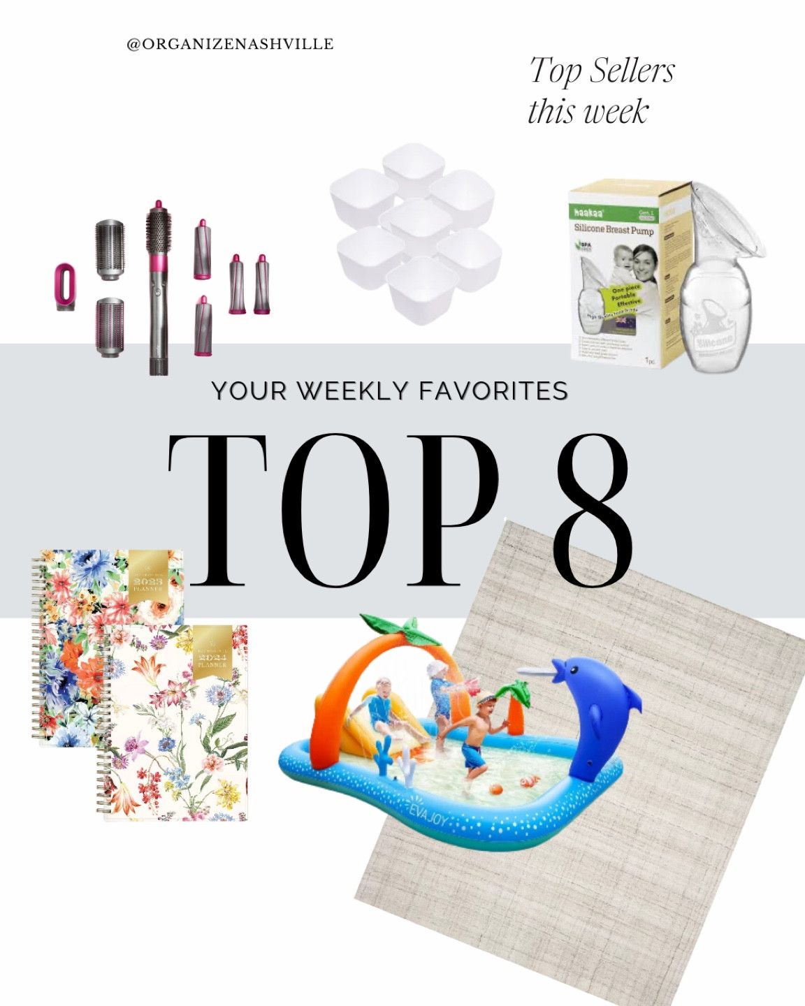 Here are your favorite item from this week! I love that we are starting to see some choices for fall clothing. I know it’s hard to shift gears to fall when it’s 90 degrees out but the wool skirt and long sleeve top are such great staples for the upcoming season.

This backyard pool is also a great buy right now to take you through the end of summer - it’s over 50% off at Walmart! I also love to see the planners for the academic year. This one was a favorite both this year and last. 

Lastly the dupes continue to be favorites week after week - both the Dyson airwrap and the west elm lumini rug. 

1. White storage trays
2. Haaka manual breast pump
3. Dyson airwrap dupe
4. Vertical paper planner
5. Summer backyard pool
6. West elm Lumini rug dupe
7. Gap long sleep basic ribbed long sleeve for fall
8. Quince Mongolia wool skirt for fall (a great church skirt!)