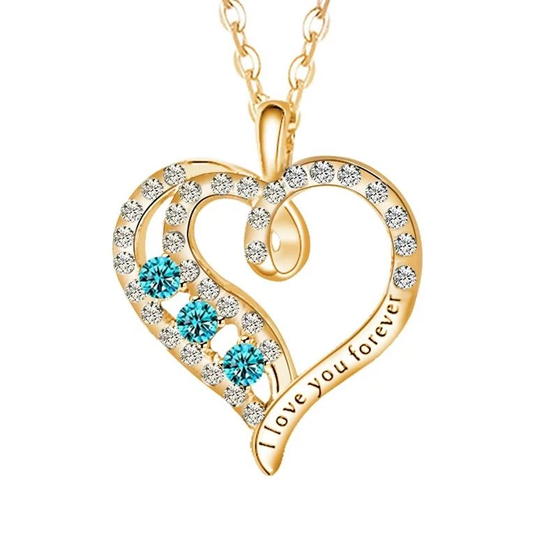 Bidobibo Necklaces for Women Love Heart Pendant Necklaces Jewelry For Women Birthstones Rose Gold... | Walmart (US)