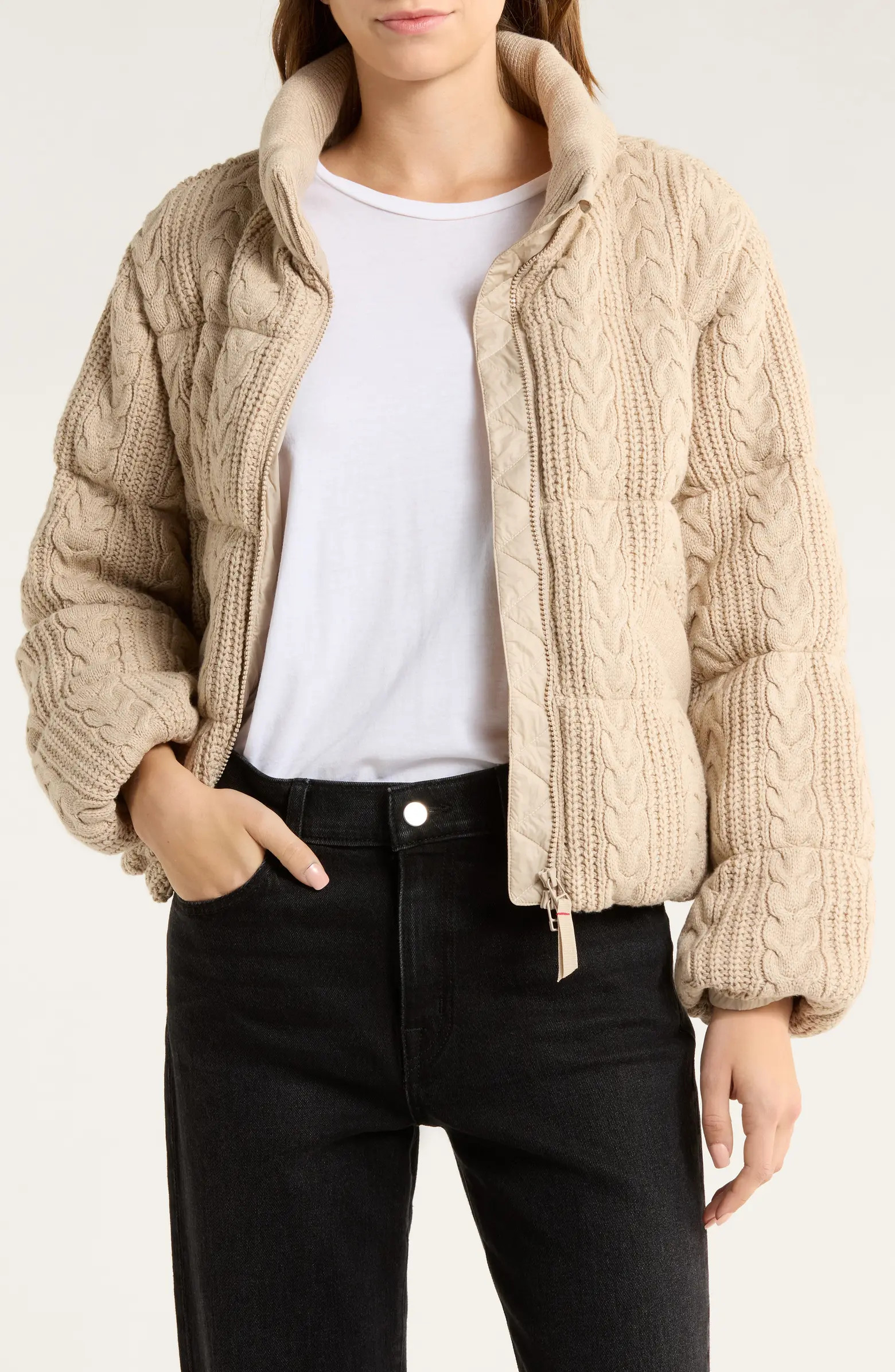 Marine Layer Alba Cable Cotton Blend Puffer Jacket | Nordstrom | Nordstrom