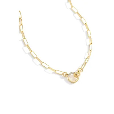 Mint & Lily Pave Mint Paperclip Necklace in Silver at Nordstrom | Nordstrom
