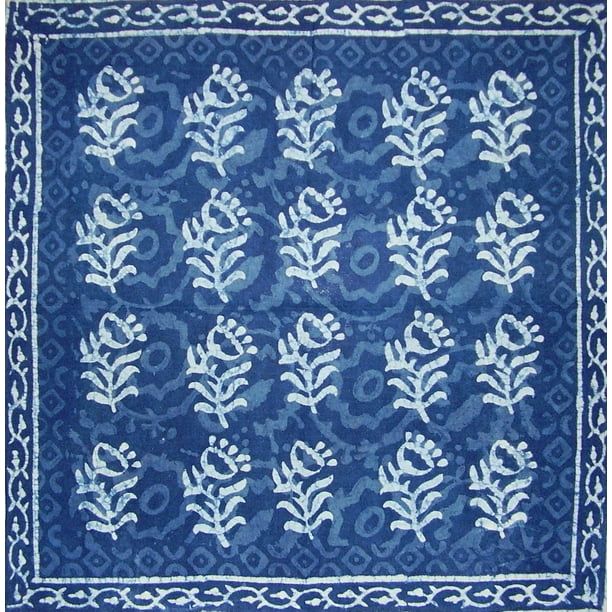Dabu Block Print Cotton Table Napkin 18" x 18" Indigo Blue | Walmart (US)
