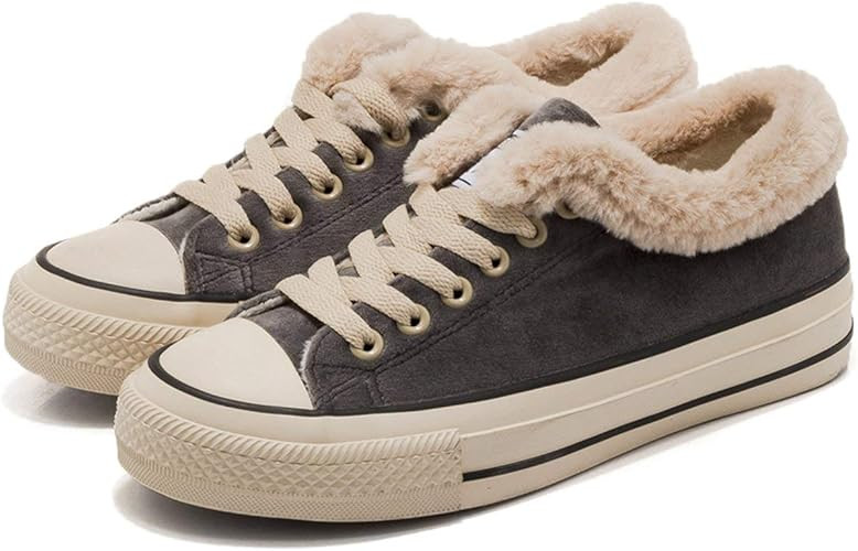 JUSTFASHIONNOW Womens Girl Canvas Sneaker Lace-Up Suede Shoes Sneaker Plush Candy Fashion Walking... | Amazon (US)