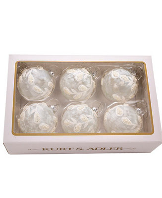 Kurt Adler 80mm Glass Imitation Pearl 6 Piece Ball Ornament Set - Macy's | Macy's