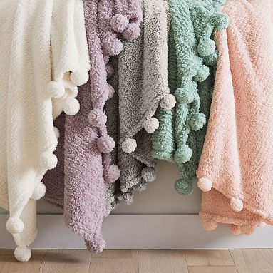 Cozy Pom Sherpa Throw | Pottery Barn Teen | Pottery Barn Teen