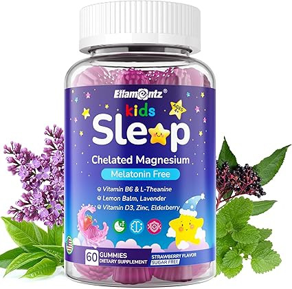Kids Sleep Gummies, NO Melatonin Sleep Aid Gummies w/ Magnesium Glycinate, Magnesium Malate, L-Th... | Amazon (US)