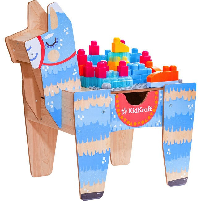 Llama Pinata Building Bricks Wooden Table with 50 Blocks | Maisonette