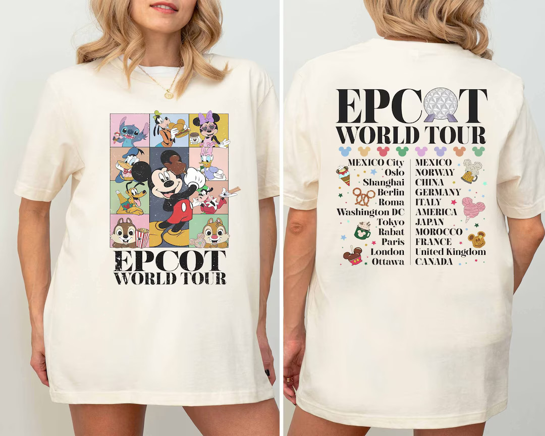 Vintage Disney Epcot World Tour Shirt, Drink Around the World Sweatshirt, Disneyland Family Match... | Etsy (US)