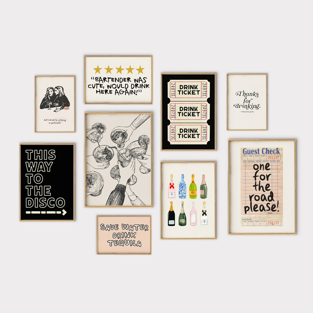 Bar Cart Decor 9 PRINTABLES Trendy Bar Cart Prints Bar - Etsy | Etsy (US)
