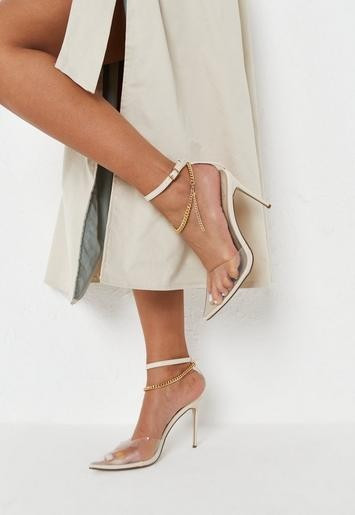 Missguided - Sand Chain Anklet Detail Heeled Shoes | Missguided (US & CA)