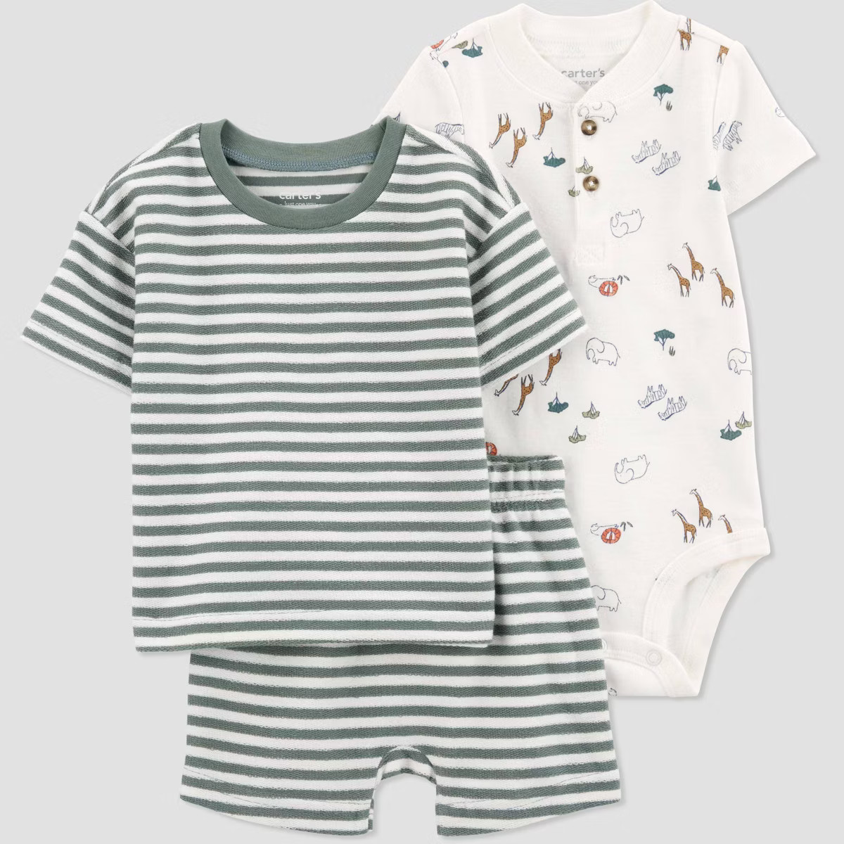 Carter's Just One You® Baby Boys' Striped Safari Top & Bottom Set - Green | Target