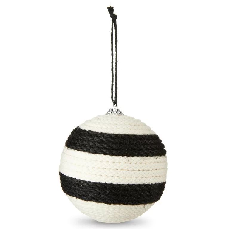 Black and White Stripes Ball Christmas Ornament, 3.5 inch, 0.1146 lb, by Holiday Time | Walmart (US)