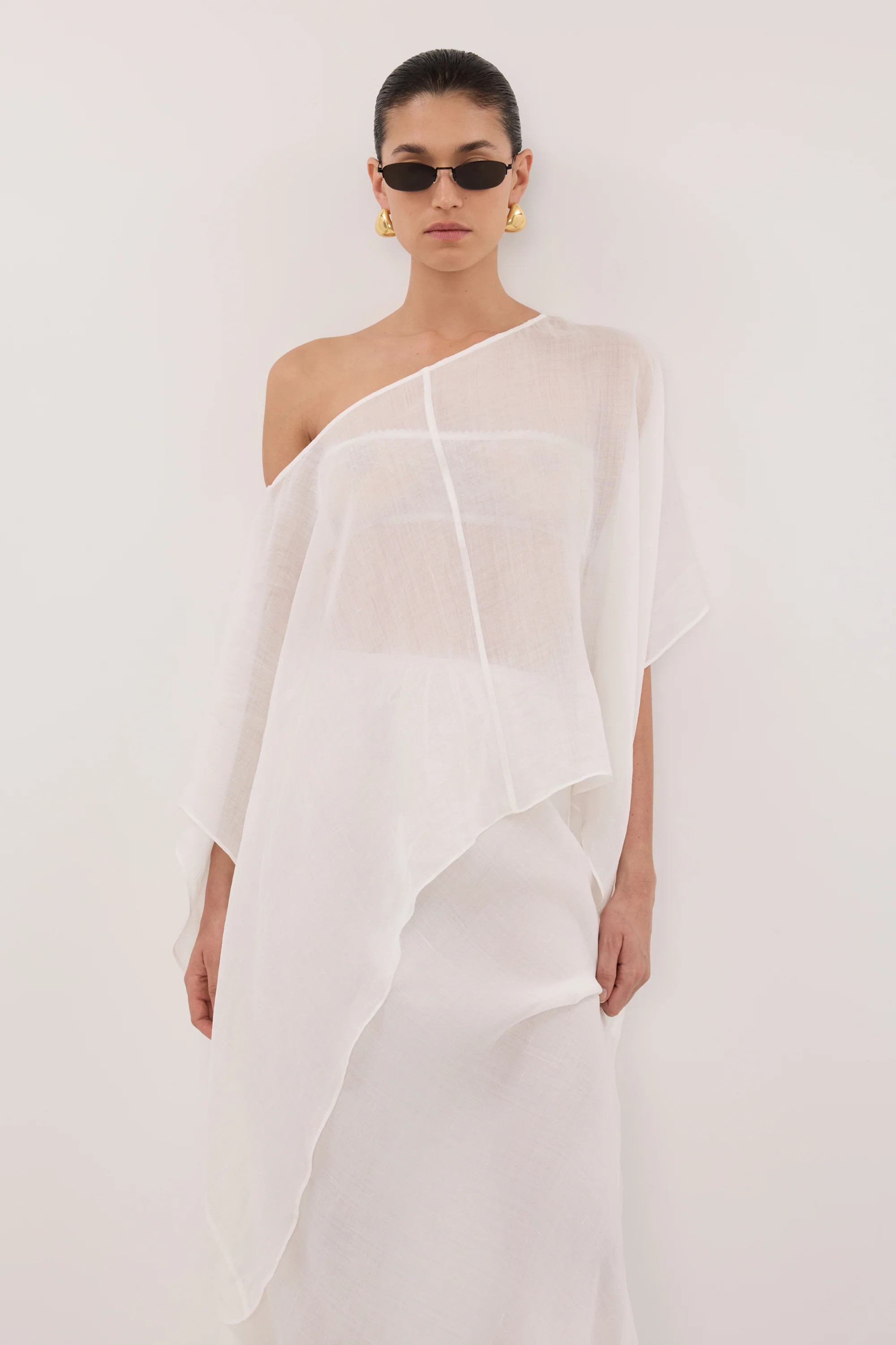 BRIANNE BATWING WHITE RAMIE TOP | DISSH