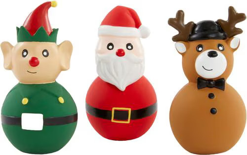 Frisco Holiday Santa & Friends Latex Squeaky Dog Toy, Medium, 3 count | Chewy