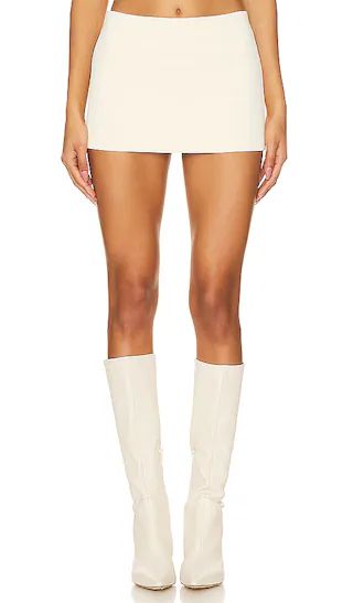 Anabella Faux Leather Micro Skirt in Off White | Revolve Clothing (Global)