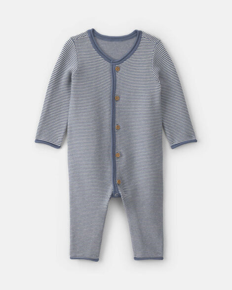Baby Boy Striped Long-Sleeve Jumpsuit - Navy Blue | Carter's Inc