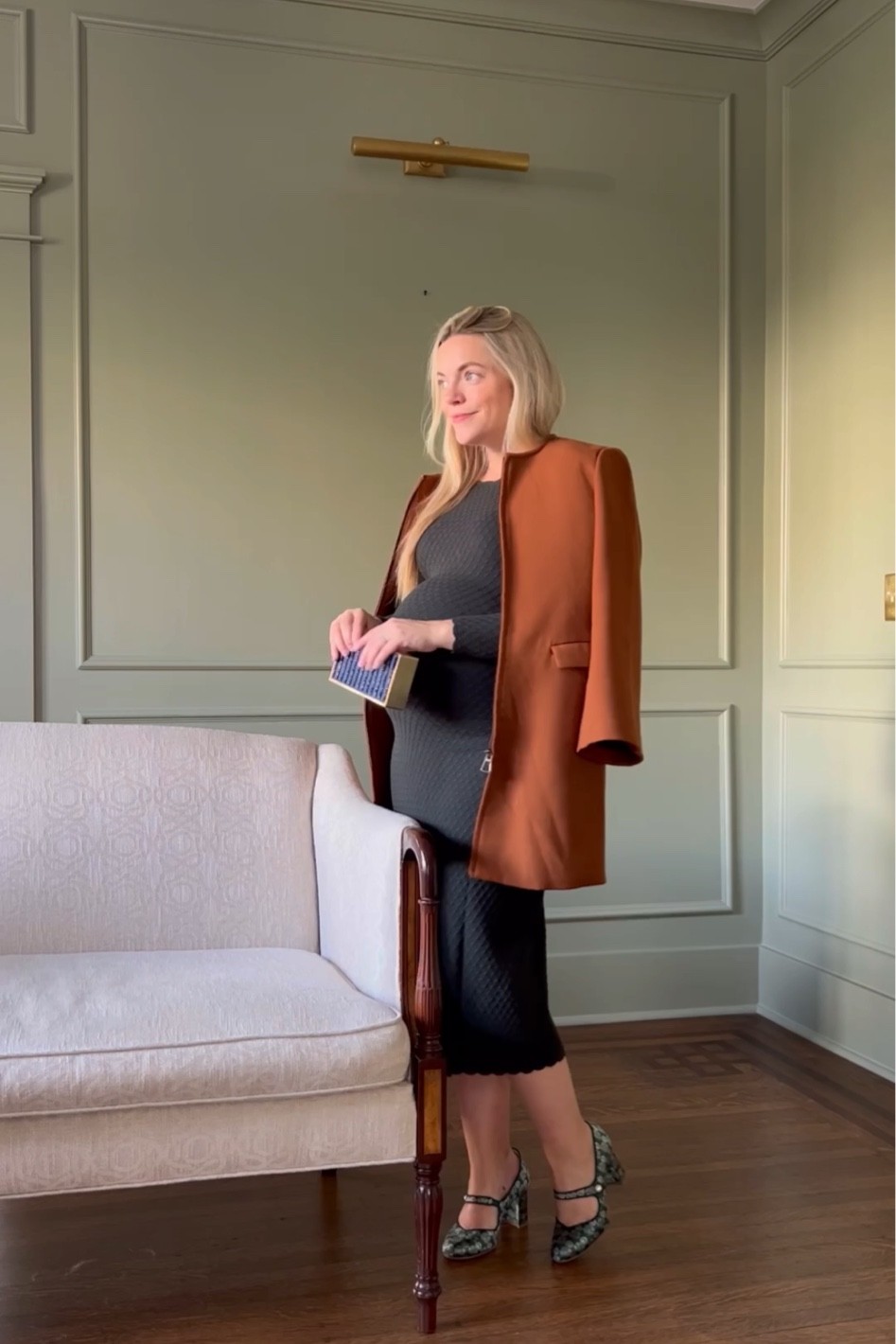 Dressed up in celebration of the Grace Atwood x Sarah Flint limited addition mary jane shoe 💫 

Love this non-maternity dress {took a size small, and it stretched perfectly} 

#LTKbump #LTKHoliday