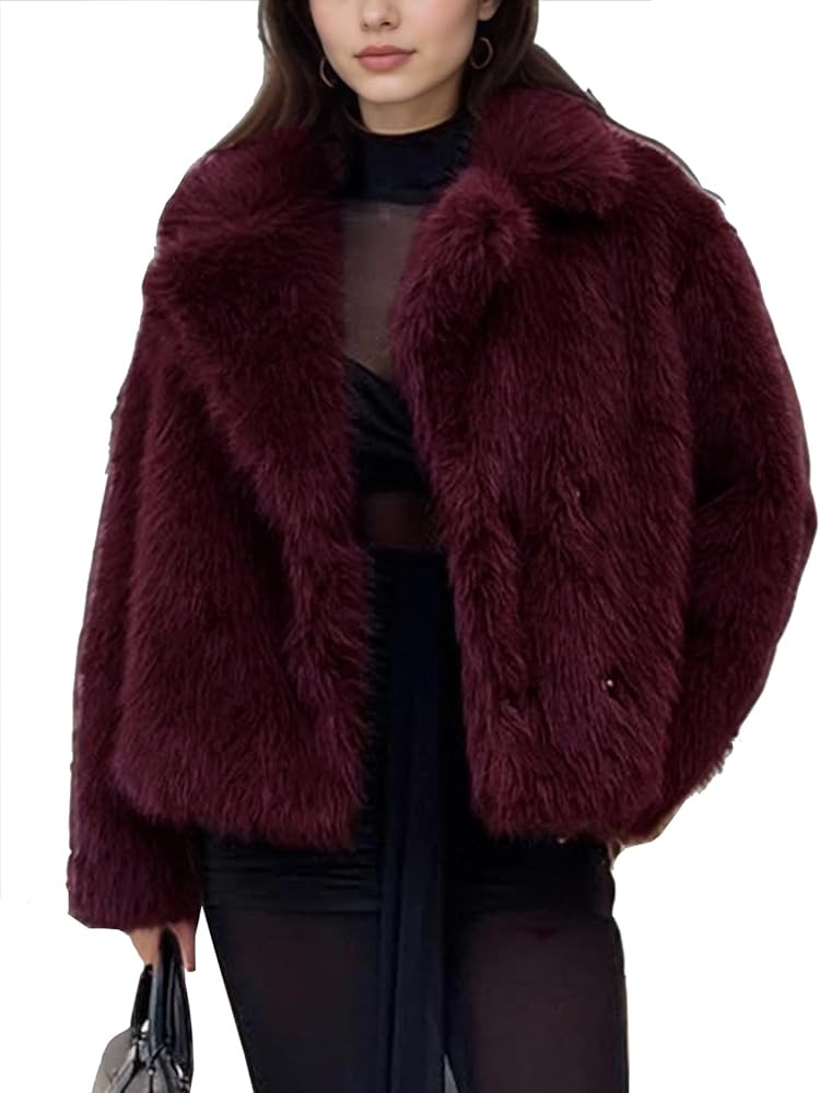 Yimoon Women's Faux Fur Coat Fluffy Faux Fur Jacket Winter Furry Open Front Lapel Shaggy Parka Co... | Amazon (US)