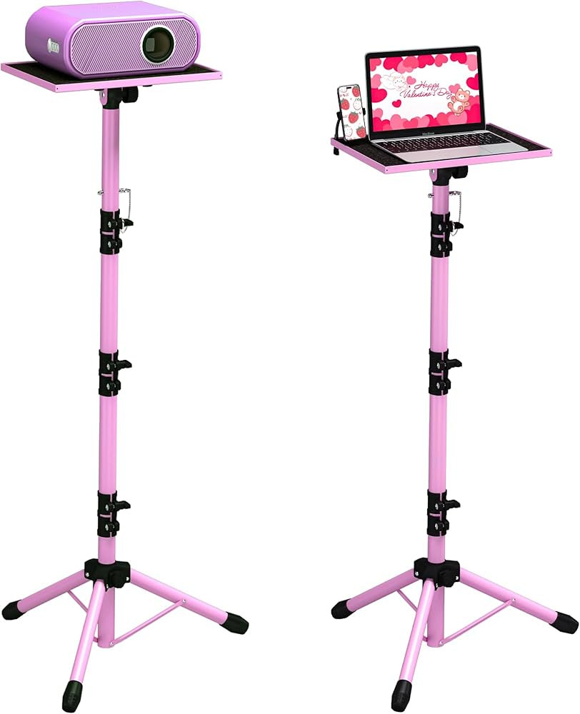 Pink Projector Stand Tripod, Laptop Tripod Stand Adjustable Height 23.5" - 63.5" with Gooseneck P... | Amazon (US)