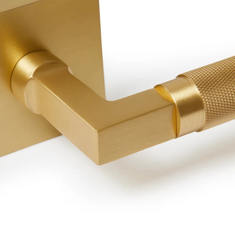 Ibiza Solid Brass Gold Satin Door Lever with Knurled Handle | Wayfair North America