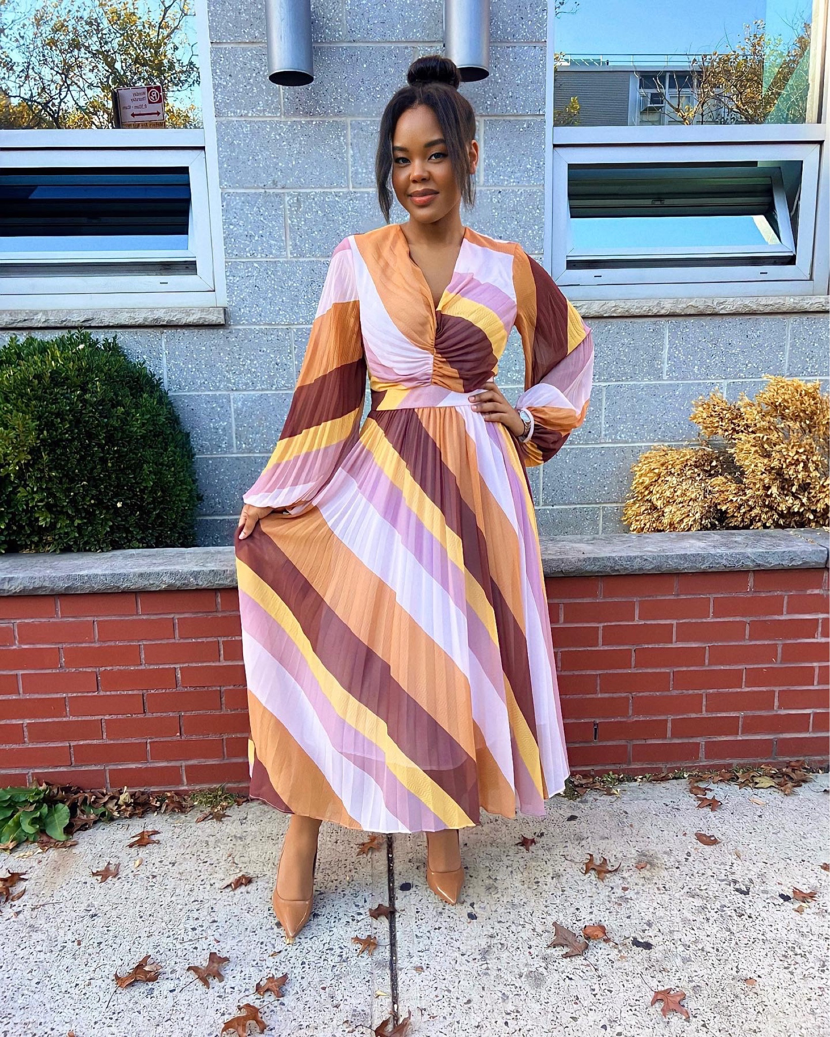 Perfect dress to wear for thanksgiving and other holiday festivities! You can’t go wrong with this whimsical look filled with an array of colors. 

#LTKHoliday #LTKSeasonal #LTKstyletip