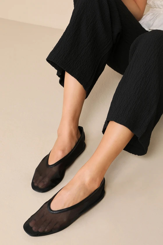 Aldan Black Sheer Mesh Ballet Flats | Lulus
