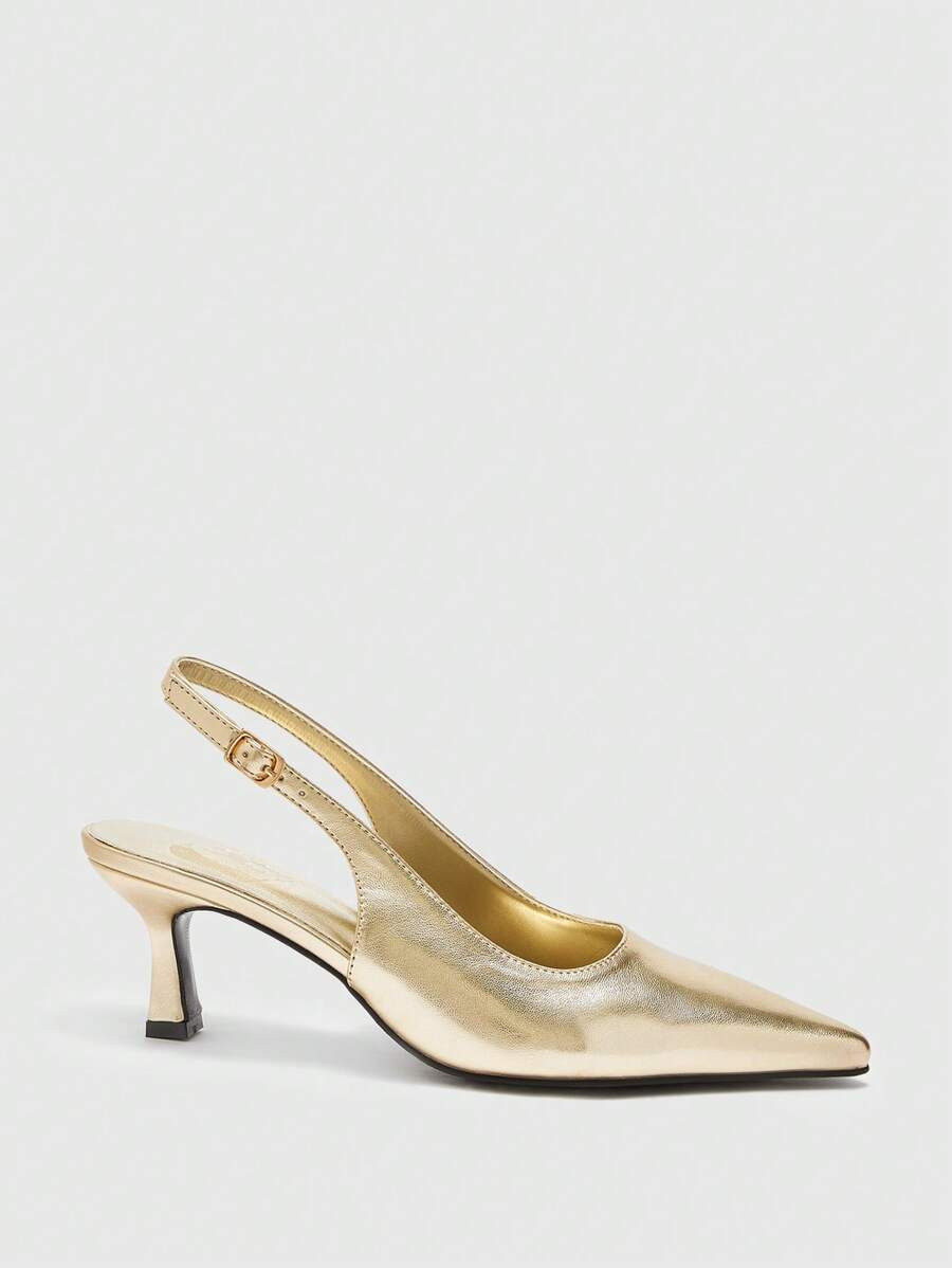 CUCCOO BIZCHIC Women's Elegant Sexy Gold Pointed Toe High Heel Pumps For Christmas | SHEIN