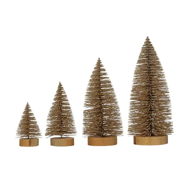 Assorted Glittered Bottlebrush Tree Set of 4 | Antique Farm House