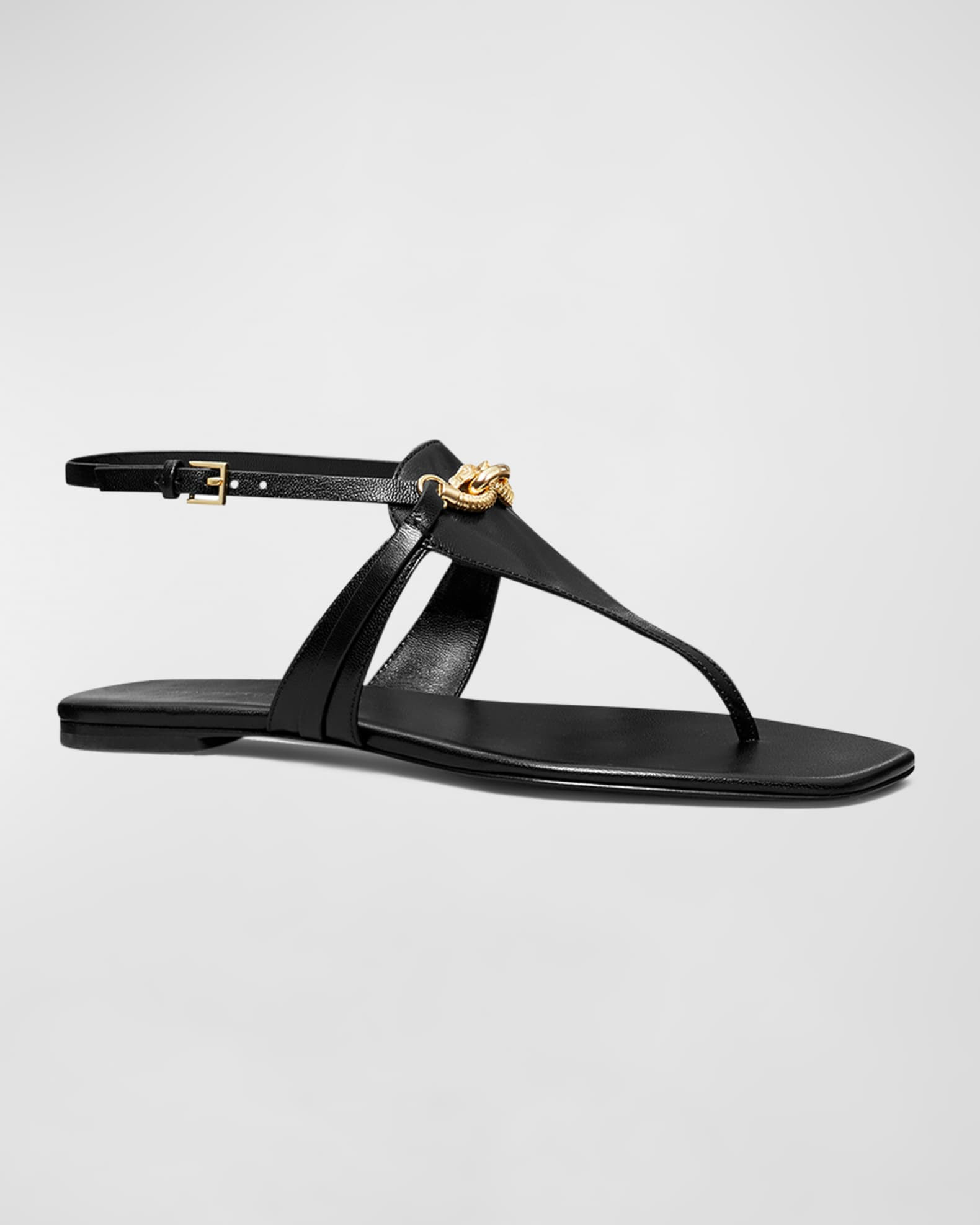 Tory Burch Jessa Leather Bit Chain Thong Sandals | Neiman Marcus