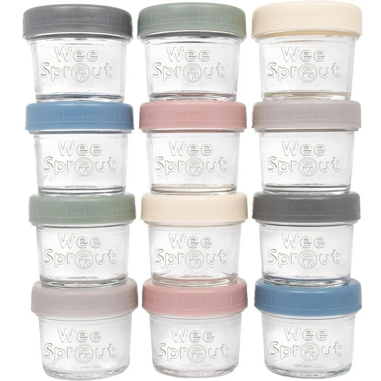 WeeSprout Glass Baby Food Storage Jars with Plastic Lids (4 oz, 12 Pack Set) | Walmart (US)
